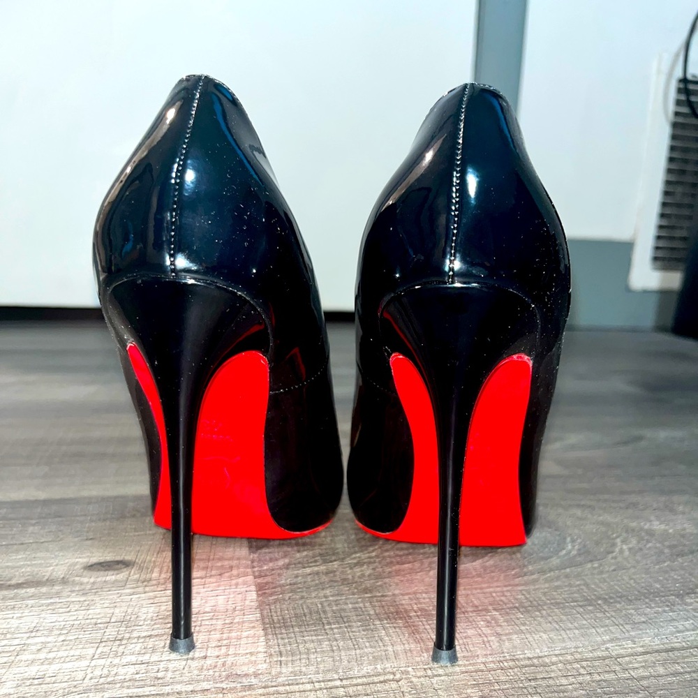 120mm heel. Black patent